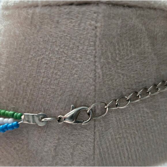 Boho Three Stranded Beaded Necklace with Feather Charm - Picture 7 of 7